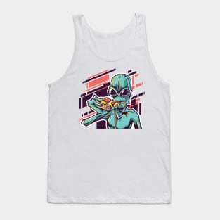 Alien Eating Pizza Tank Top